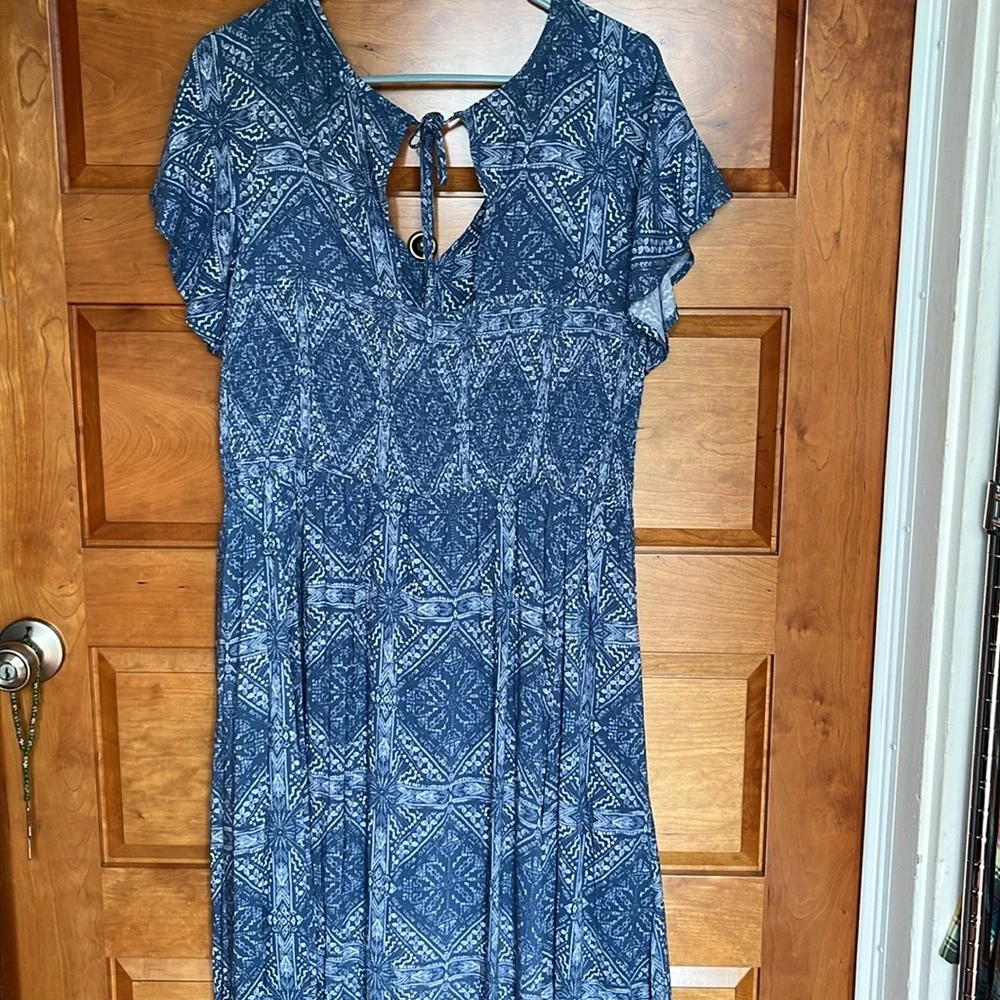 Blue Patterned Women's Dress - Picture 2 of 3